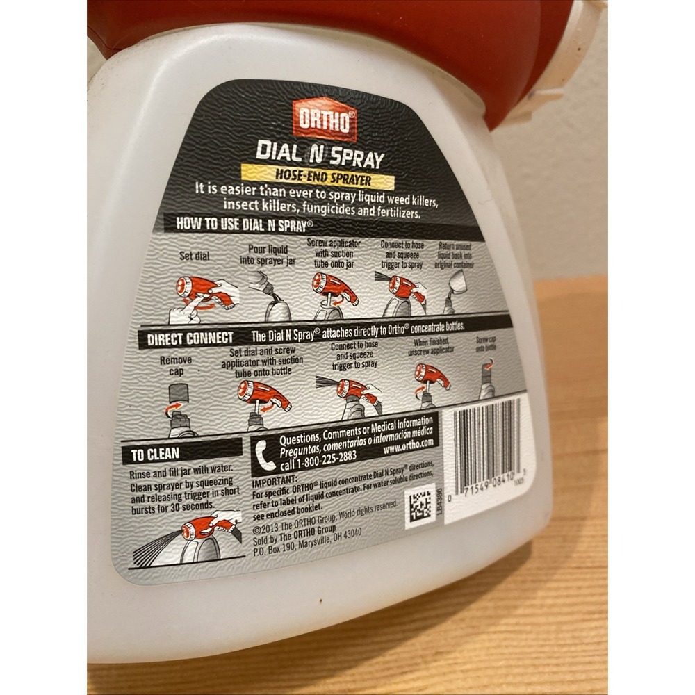 Ortho Dial N' Spray Hose Adjustable End Sprayer 2013 Clean On Inside - Picture 7 of 10